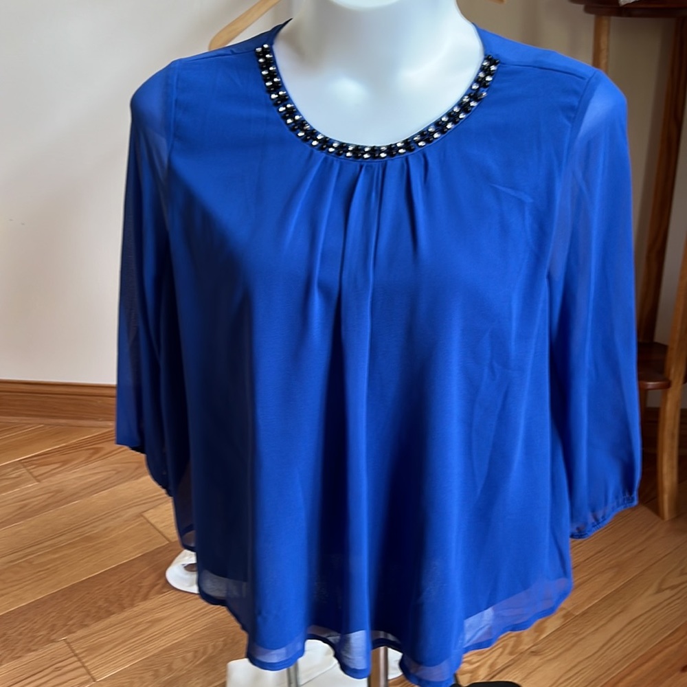 COC blouse with beaded neckline, NWT